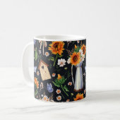 Sonnige Rustikale Wasserfarbe Muster Sonnenblumen Kaffeetasse (Vorderseite Links)