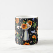 Sonnige Rustikale Wasserfarbe Muster Sonnenblumen Kaffeetasse (Mittel)