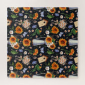 Sonnige Rustikale Wasserfarbe Muster Sonnenblumen Puzzle (Horizontal)