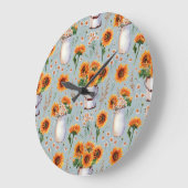 Sonnige rustikale Wasserfarbe, Nahtloses Muster. Große Wanduhr (Winkel)