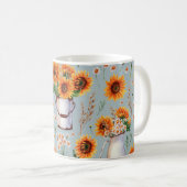 Sonnige rustikale Wasserfarbe, Nahtloses Muster. Kaffeetasse (VorderseiteRechts)