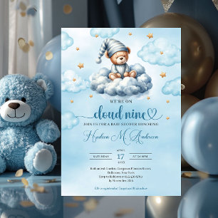 Sonnige schlafende Teddy-Wolke neun Baby-Dusche Einladung