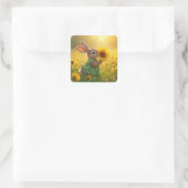 Sonnige Schläge einer gelben Sonnenblume Quadratischer Aufkleber (Tasche)