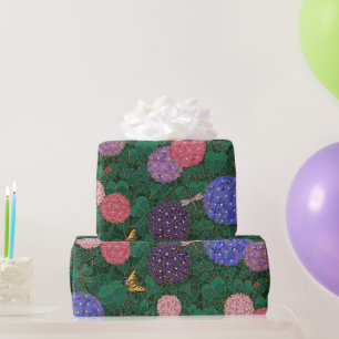 Sonnige Schmetterlings-Hortensien-Garten Bronze Gr Geschenkpapier