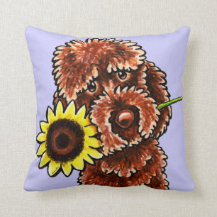 Sonnige Schokolade Labradoodle Weg-Leine Art™ Kissen