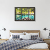 Sonnige Seenlandschaft Schwarzes Fake Illusion Leinwanddruck (Insitu (Schlafzimmer))