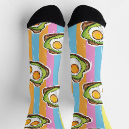 Sonnige Seite hoch - Avocado Eggs Toast Muster Socken