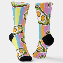 Sonnige Seite hoch - Avocado Eggs Toast Muster Socken