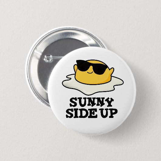 Sonnige Seite oben Funny Fried Egg Pub Button (Vorne & Hinten)