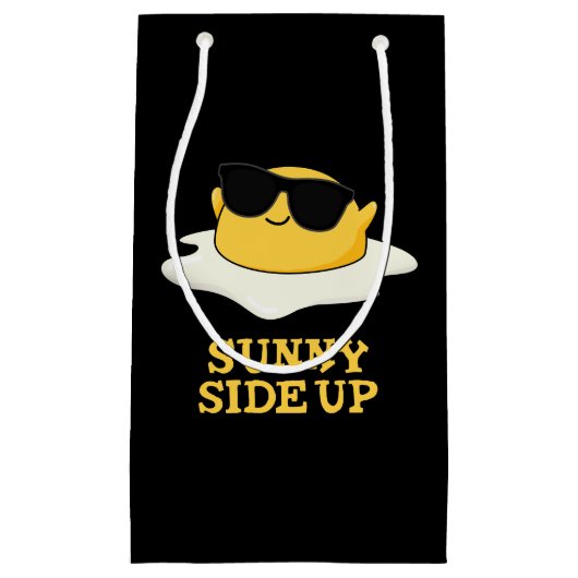Sonnige Seite oben Funny Fried Egg Pun Dark BG Kleine Geschenktüte (Vorderseite)