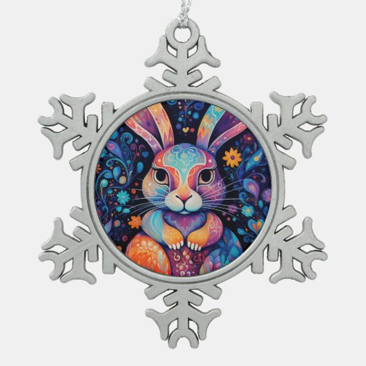 Sonnige Sitzgelegenheit Blume Herz Schneeflocken Zinn-Ornament (Vorderseite)