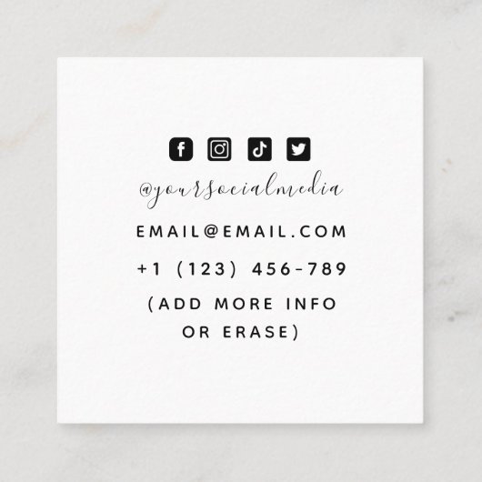 Sonnige Skull Illustration Tropische Exotische Tat Quadratische Visitenkarte (Rückseite)