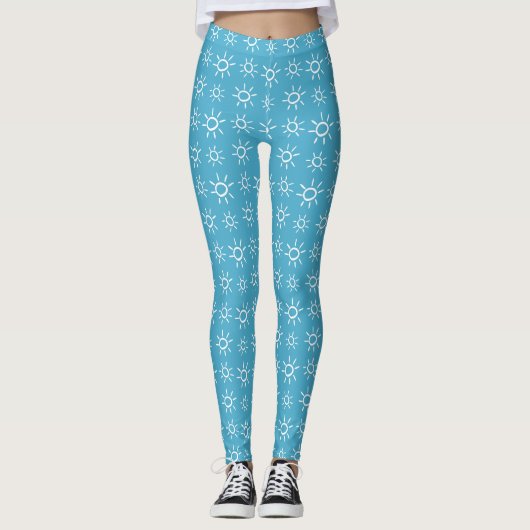 Sonnige Sommer-Doodle-Muster Leggings (Vorderseite)