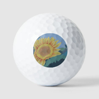 Sonnige Sommergelbe Sonnenblume Moderne abstrakt Golfball