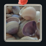 Sonnige Sommerhäuser, Sea Muschel Beach Silbernes Ornament<br><div class="desc">Sonnige Sommerhäuser,  Sea Muschel Beach</div>