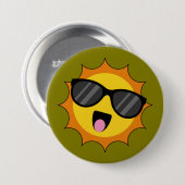 Sonnige Sonne mit schwarzer Sonnenbrille Button (Vorne & Hinten)