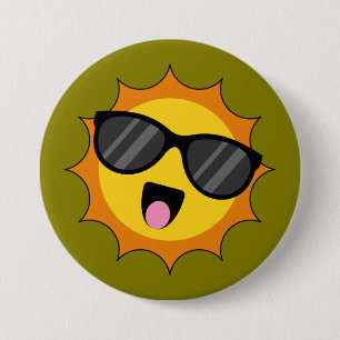 Sonnige Sonne mit schwarzer Sonnenbrille Button