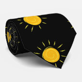 Sonnige Sonne Schwarz Krawatte (Gerollt)