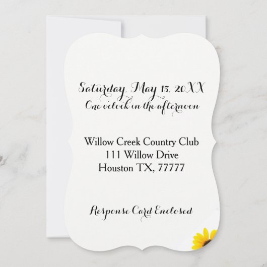 Sonnige Sonnenblume-Einladung Einladung (Rückseite)