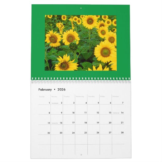 Sonnige Sonnenblumen Blumenkalender Kalender (Feb 2026)