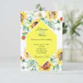 Sonnige Sonnenblumen Hochzeit Einladung (Stehend Vorderseite)