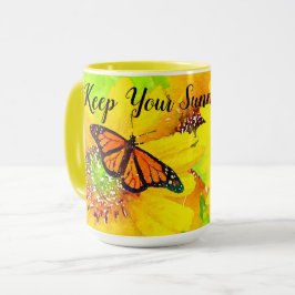 Sonnige Sonnenblumen Monarch Schmetterlinge Tasse