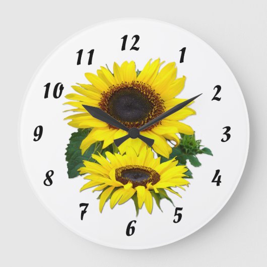 Sonnige Sonnenblumen ~ Uhr (Vorderseite)