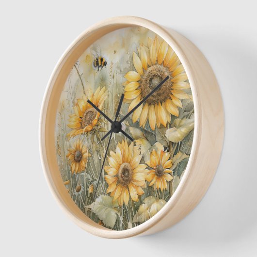 Sonnige Sonnenblumenmauer Uhr (Winkel)