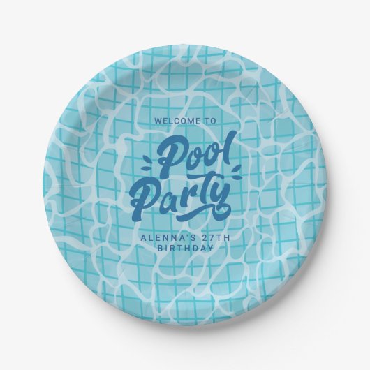 Sonnige Splash-Poolparty-Geburtstags-Einladung Pappteller (Vorderseite)