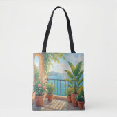 Sonnige Strandterrasse Tasche (Vorderseite)