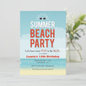Sonnige Summer Beach Party Einladung (Stehend Vorderseite)