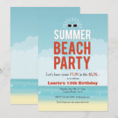 Sonnige Summer Beach Party Einladung (Vorne/Hinten)