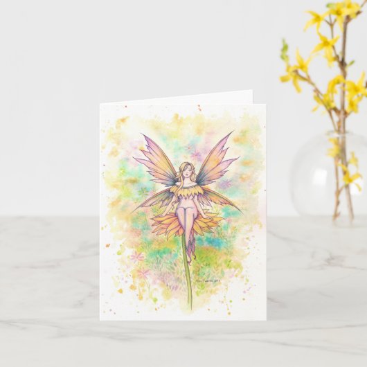 Sonnige Tage Wasserfarbenblankkarte Karte (Gelbe Blume)