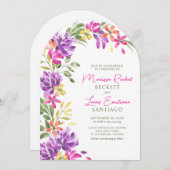 Sonnige Tropenblumenhochzeit Einladung (Vorne/Hinten)