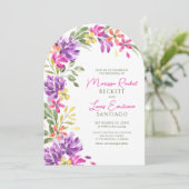 Sonnige Tropenblumenhochzeit Einladung (Stehend Vorderseite)