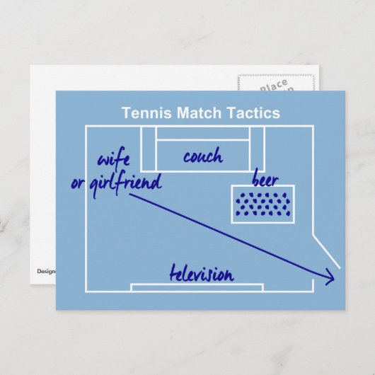 Sonnige und originelle Tennisspieltaktik, Postkarte (Vorne/Hinten)