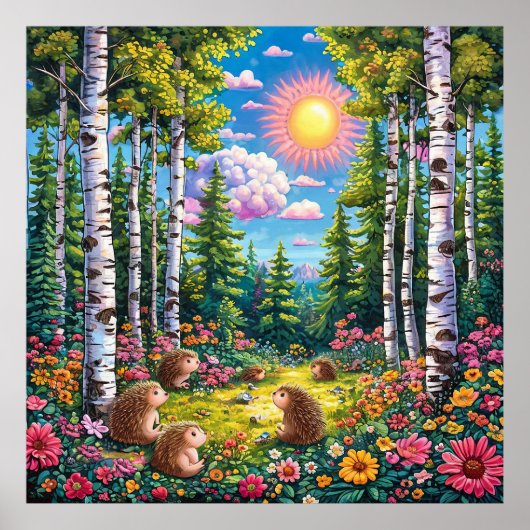 Sonnige Waldszene Poster (Vorne)