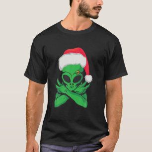 Sonnige Weihnachten. Alien Santa Flashing Signs T-Shirt
