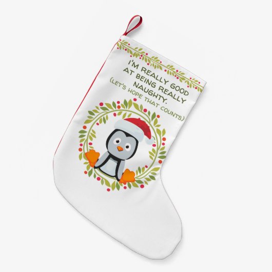 Sonnige Weihnachtspenguin Gut, wenn man schmutzig  Kleiner Weihnachtsstrumpf (Vorderansicht (hängend))
