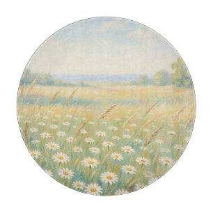 Sonnige weiße Gänseblümchen-Wiese Wildblumenfeld Schneidebrett