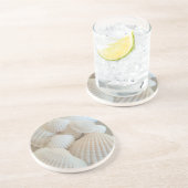 Sonnige weiße Muscheln, exotischer Sommerstrand Sandstein Untersetzer (Seite)