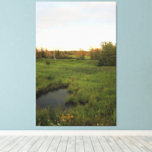 Sonnige Wiese Leinwanddruck (Insitu (Holzboden))