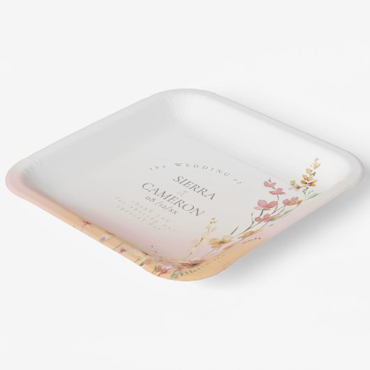 Sonnige Wildblume Hochzeit Ausweis1023 Pappteller (Gewinkelt)