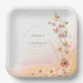 Sonnige Wildblume Hochzeit Ausweis1023 Pappteller (Vorderseite)