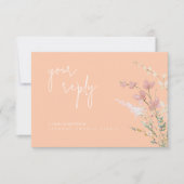 Sonnige Wildblume Hochzeit QR Code Apricot ID1023 RSVP Karte (Vorderseite)