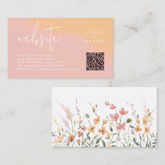 Sonnige Wildblume Hochzeit Website Gradient ID1023 Begleitkarte (Vorne/Hinten)