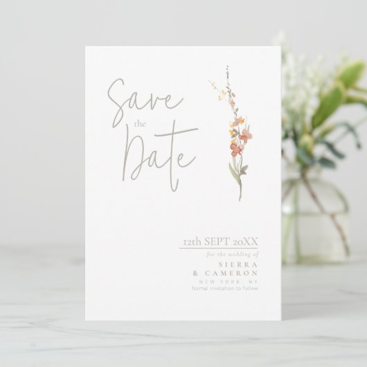 Sonnige Wildblume HochzeitPattern ID1023 Save The Date (Stehend Vorderseite)