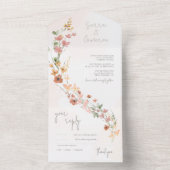 Sonnige Wildblume Hochzeitpfirsich ID1023 All In One Einladung (Innen Boden)