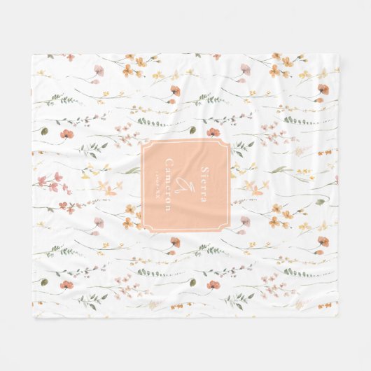 Sonnige Wildblume Hochzeitpfirsich ID1023 Fleecedecke (Vorderseite (Horizontal))