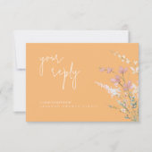 Sonnige Wildblume Hochzeitpfirsich Orange ID1023 RSVP Karte (Vorderseite)